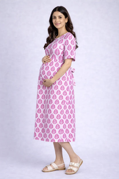 Flamingo Feather zipless Feeding Gown