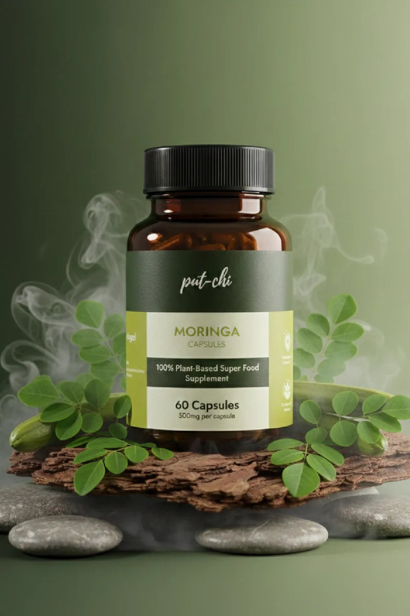 Complete Wellness Kit – Moringa, Triphala, Ashwagandha, Spirulina & Turmeric Capsules, & Moringa Ginger Herbal Tea
