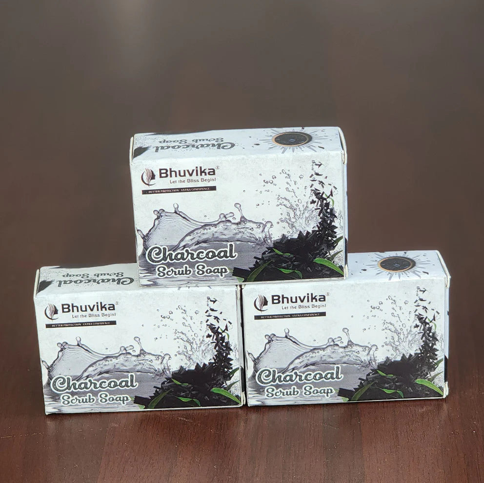 Bhuvika Charcoal Scrub Soap - For Flawless Skin