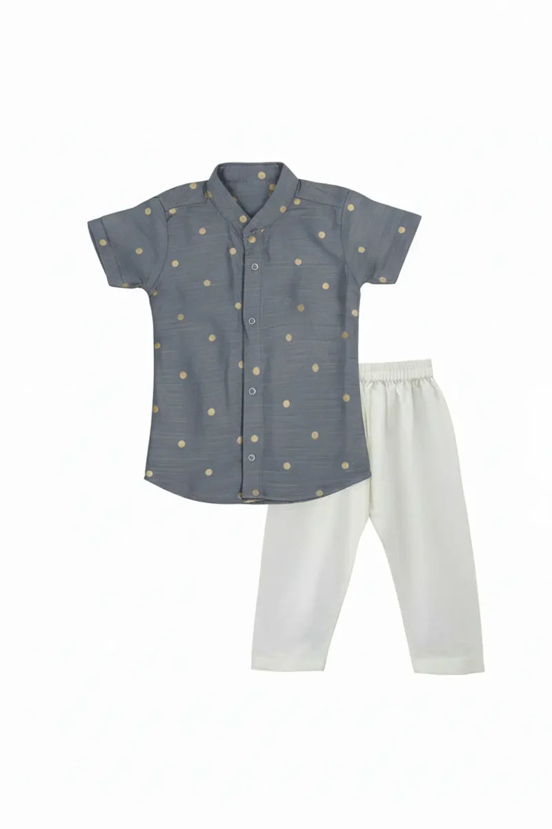 Grey Silk shirt & Pant Set