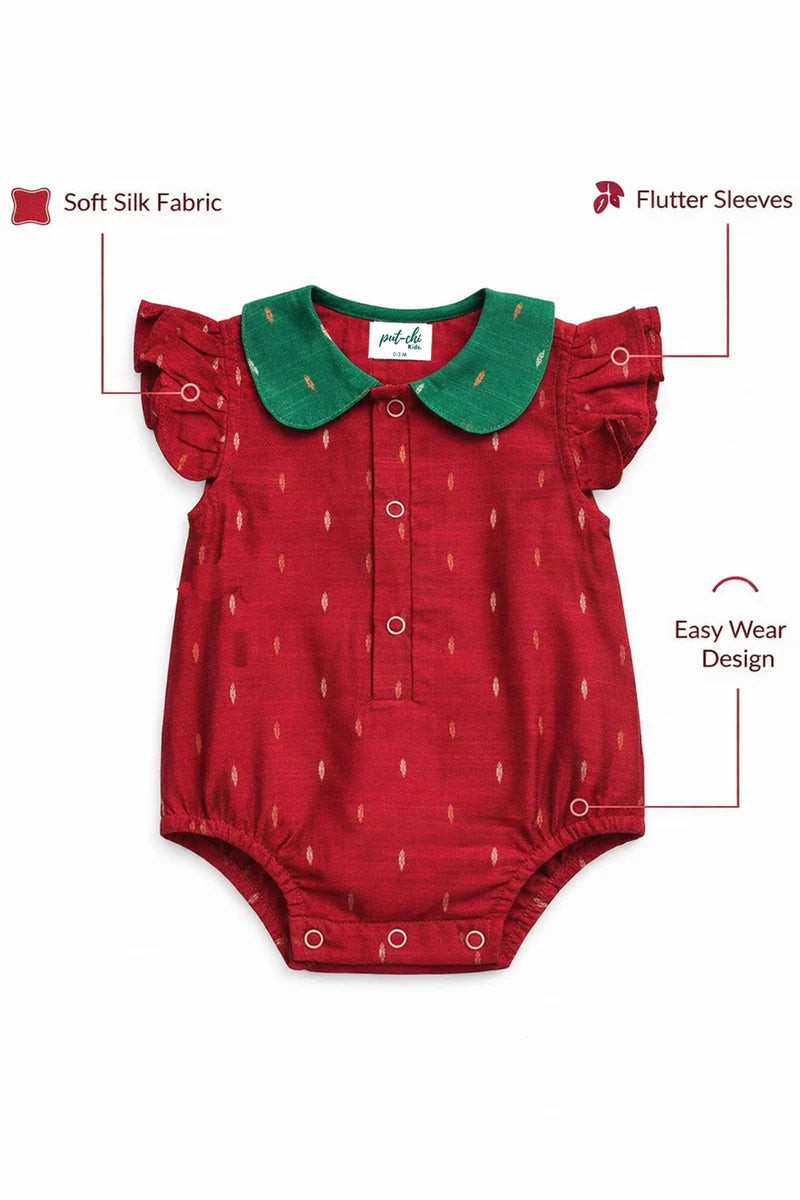 Ruby Leaf Silk Romper