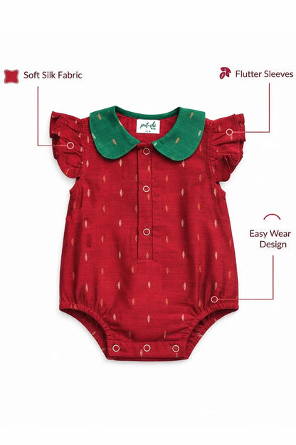 Ruby Leaf Silk Romper